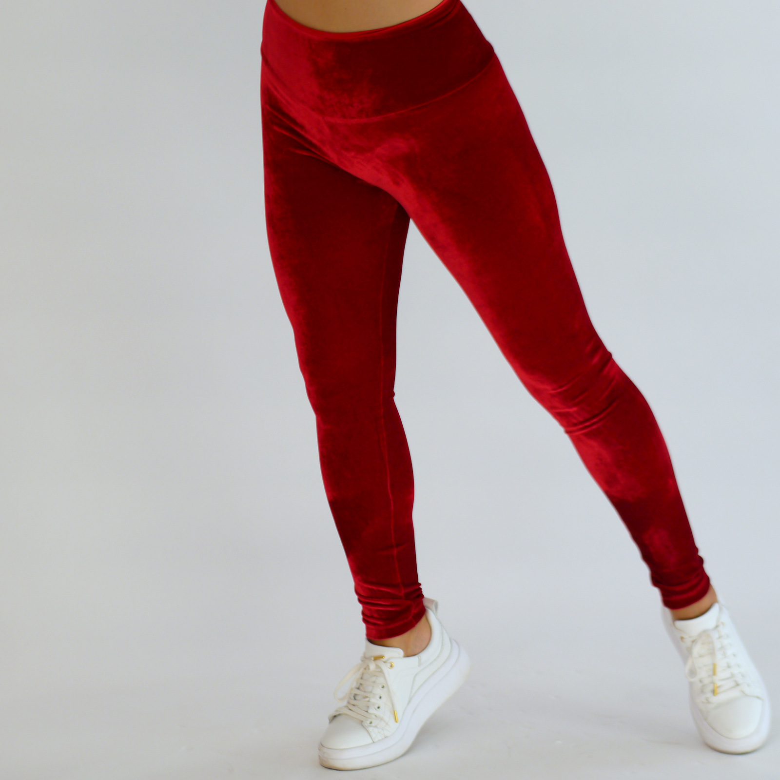 Leggings aus Samt in rot handgemacht, Warme Leggings in rot