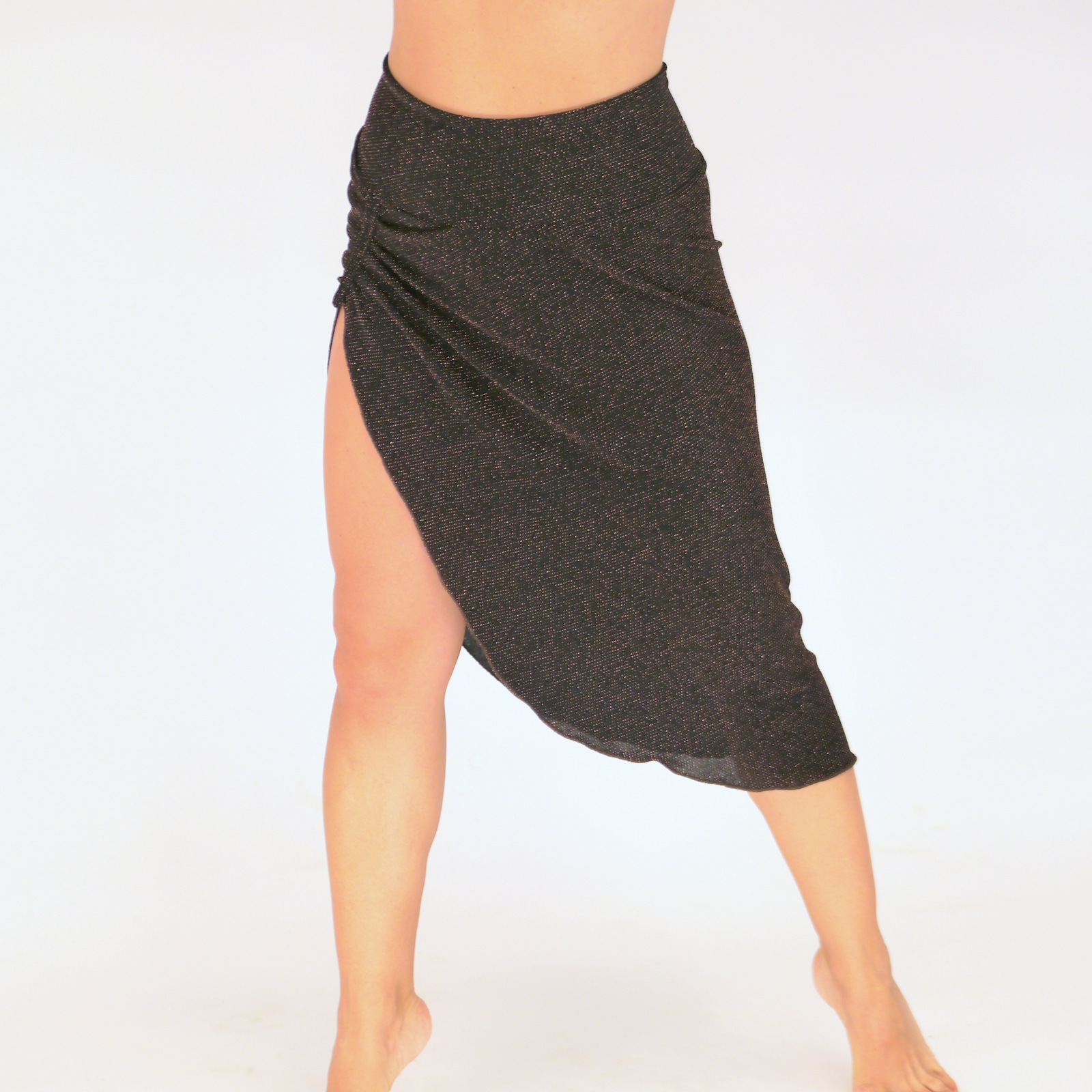 Eleganter Asymmetrischer Rock mit Hoher Taille: Elastischer Jersey in Braun-Kupfer