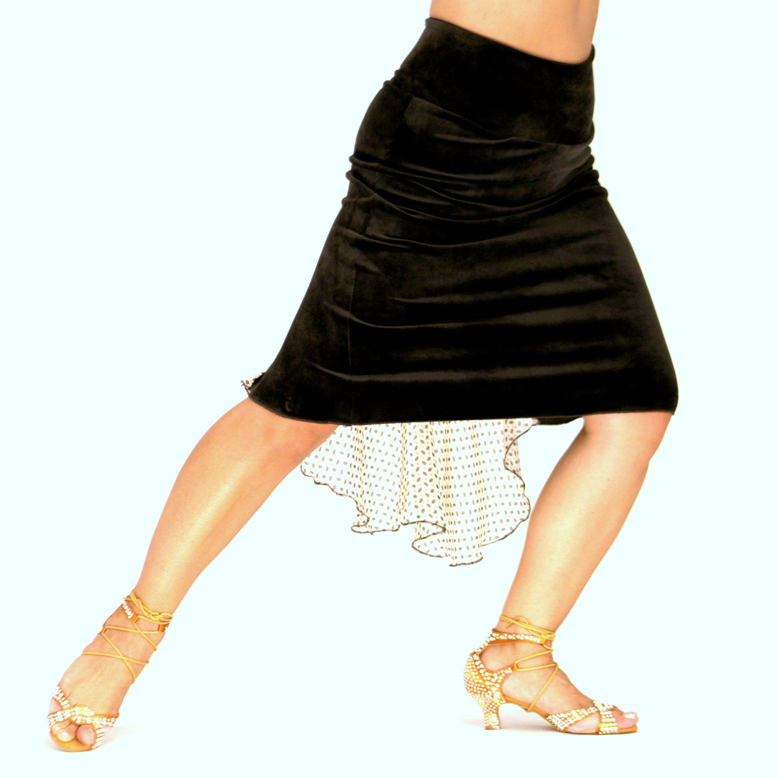 Tangorock aus Samt und Chiffon, Fischschwanzrock in der Farbe Schokolade