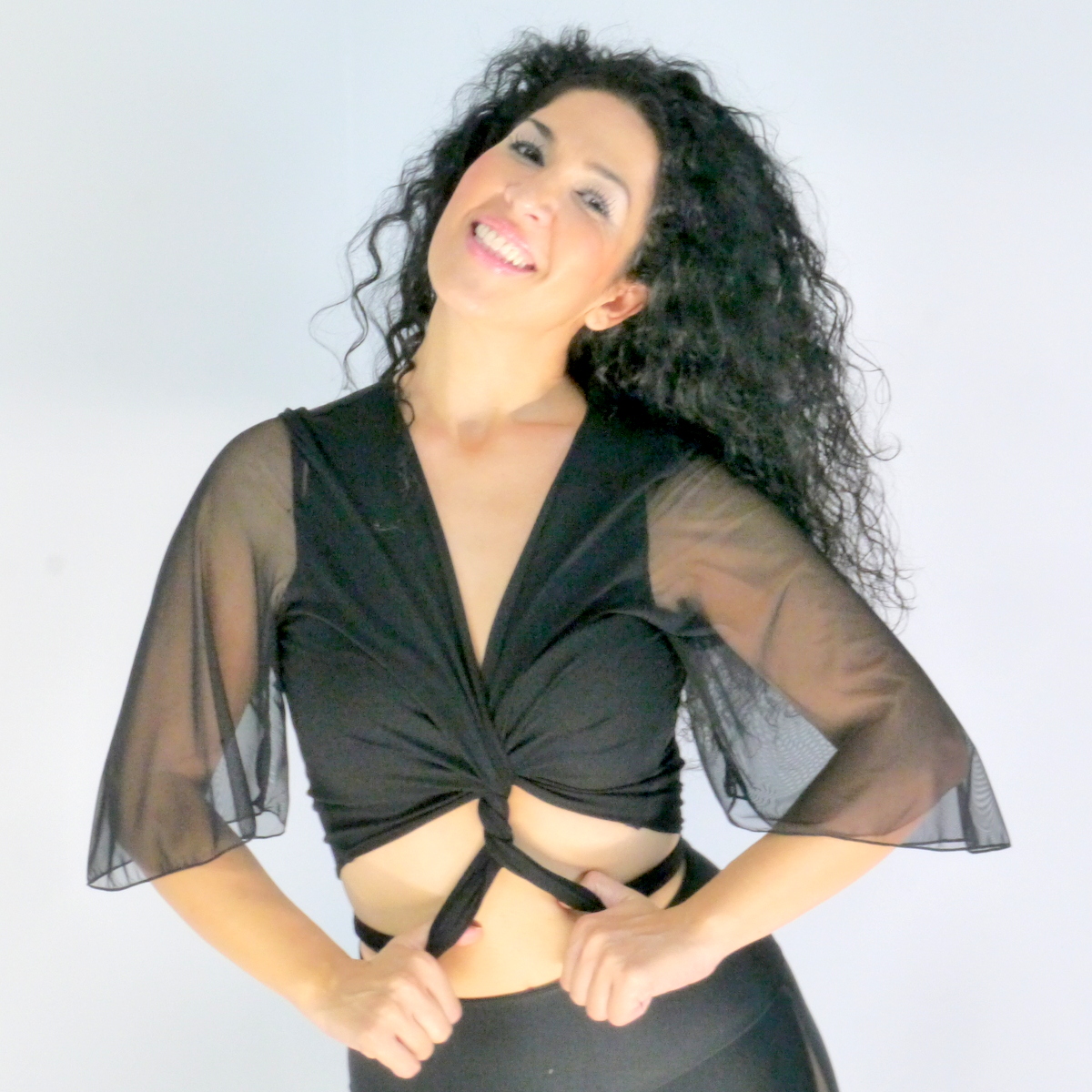 Wickeloberteil in schwarz/Bolero in schwarz aus Viskosejersey / Kurzes Oberteil in schwarz