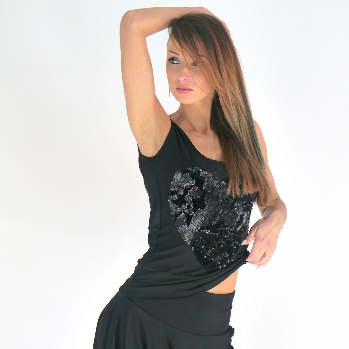 Top mit Netz und Pailletten