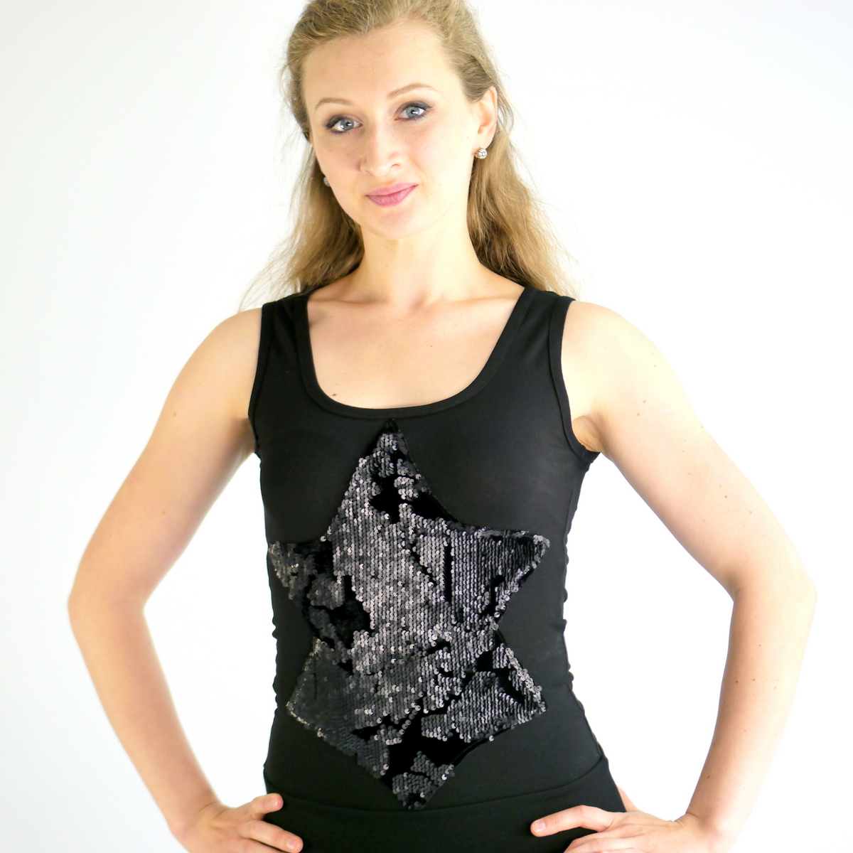 Top mit Stern schwarz