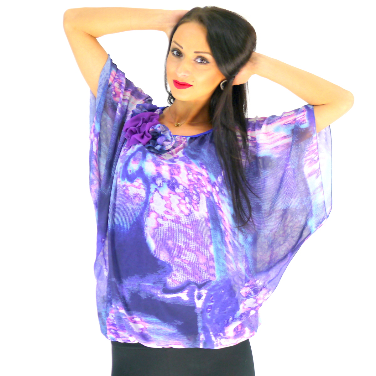 Chiffon Tunika mit Batik Muster