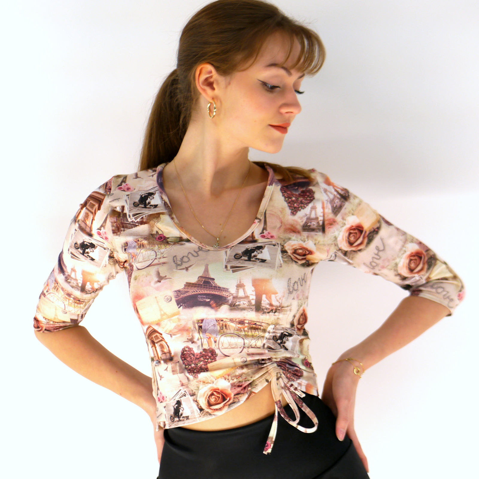 Buntes Oberteil aus Baumwolle-Elasthan