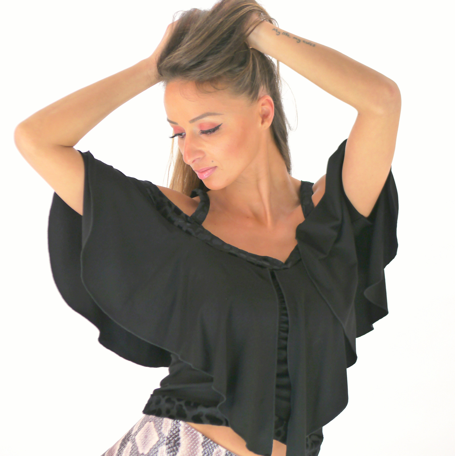 Rüschen Crop Top Damen