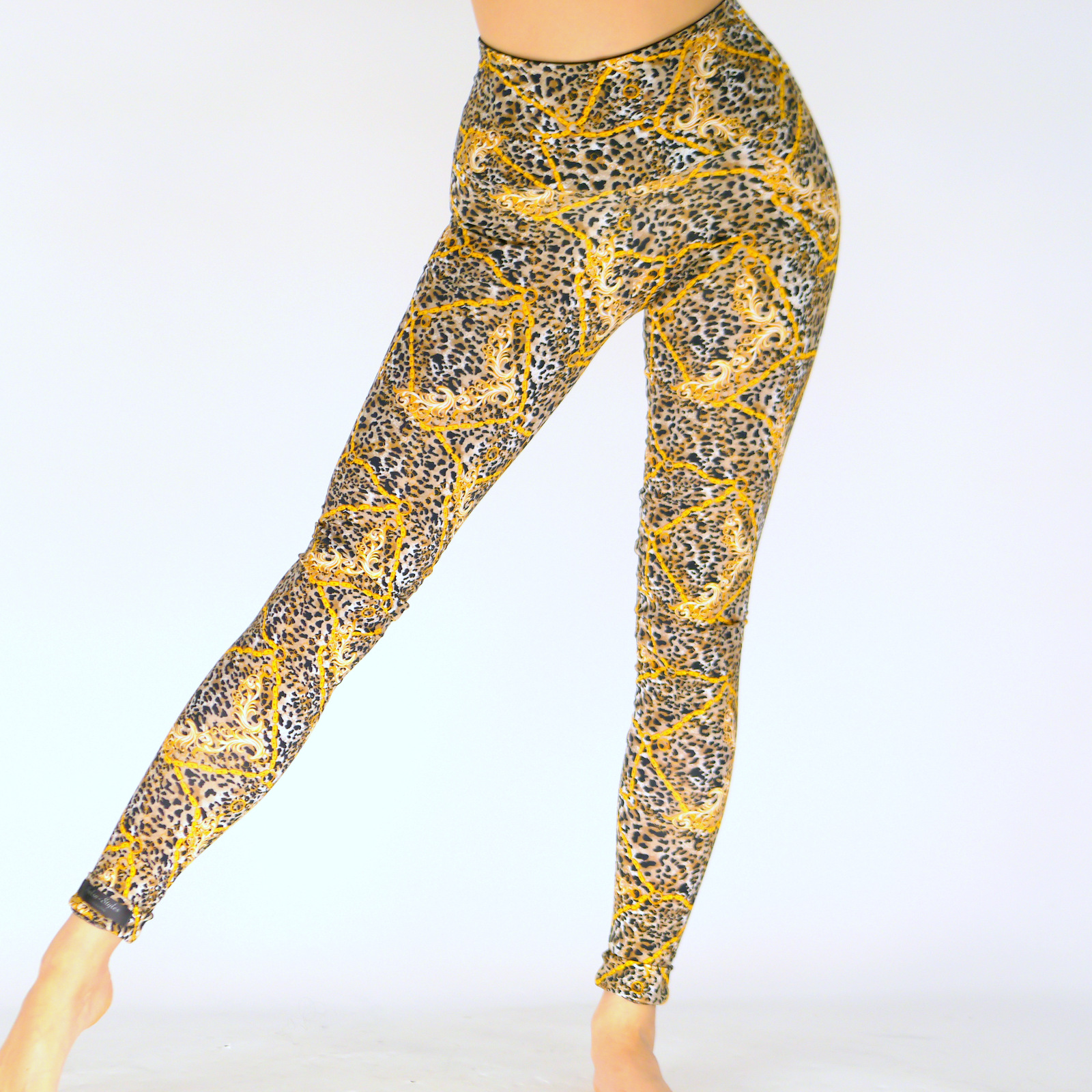 Braune Leggings mit Tier Print für Damen
