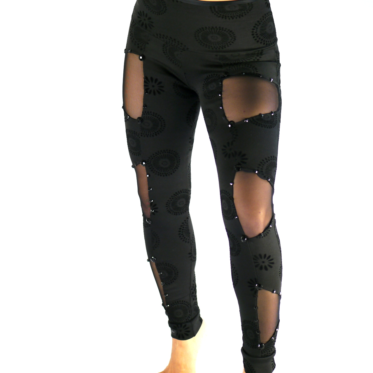 Leggings mit Perlen und Netz