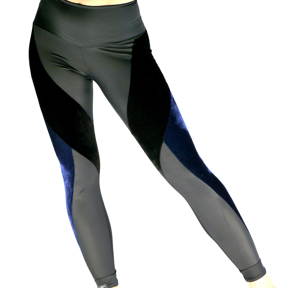 Leggings Samt schwarz-blau