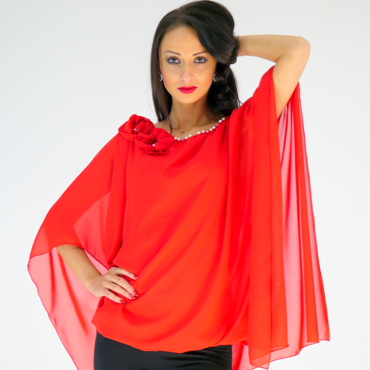 Tunika Annabella aus Chiffon und Baumwolle