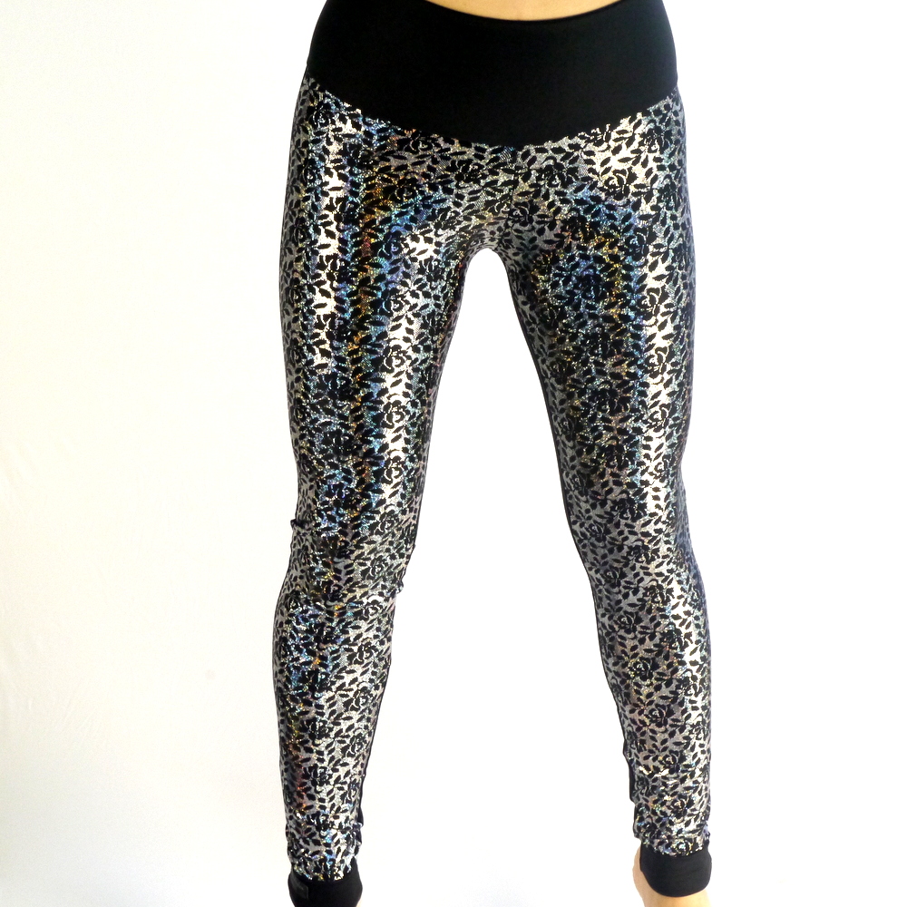 Leggings half silver shine