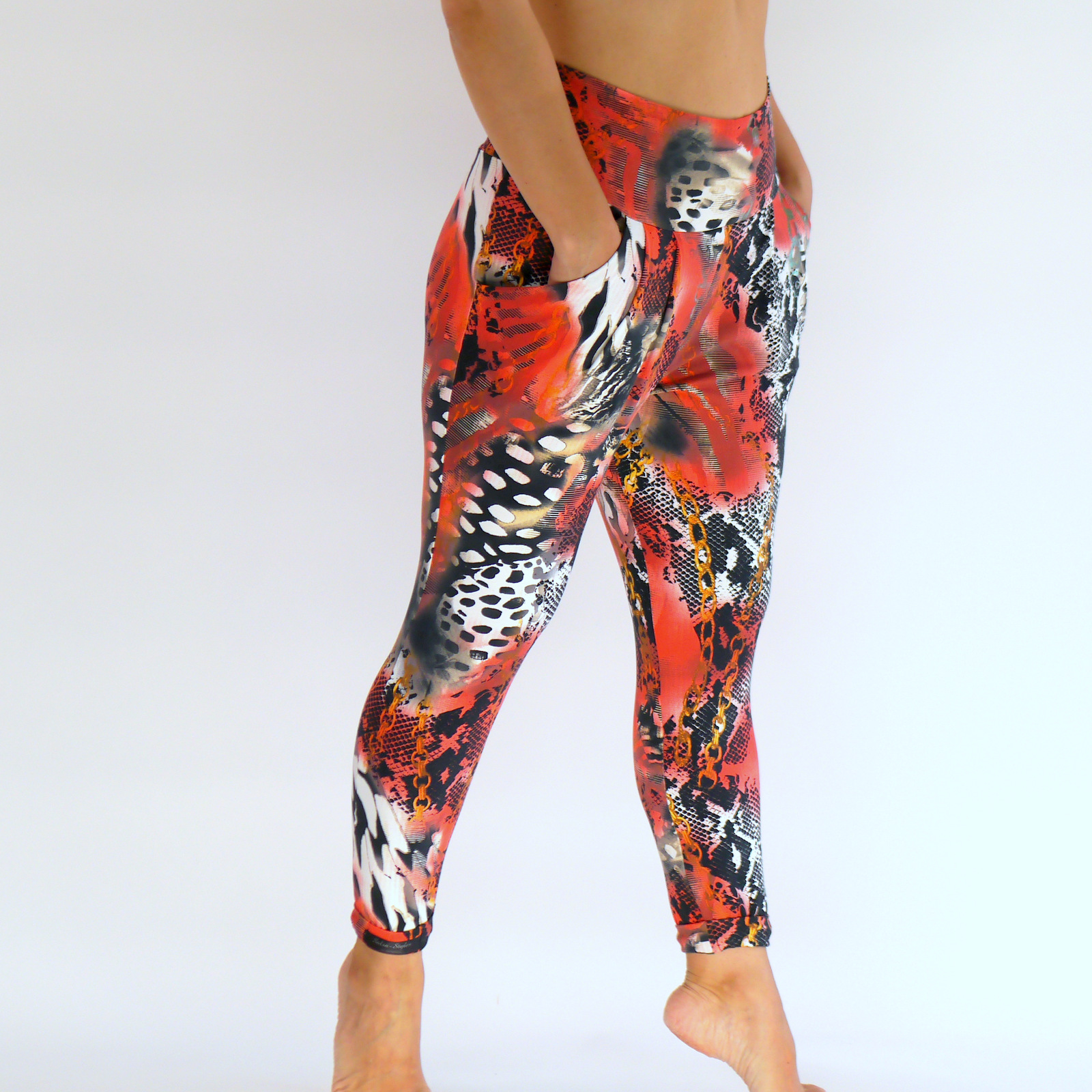 Bunte Hose Slim Fit aus Baumwolljersey