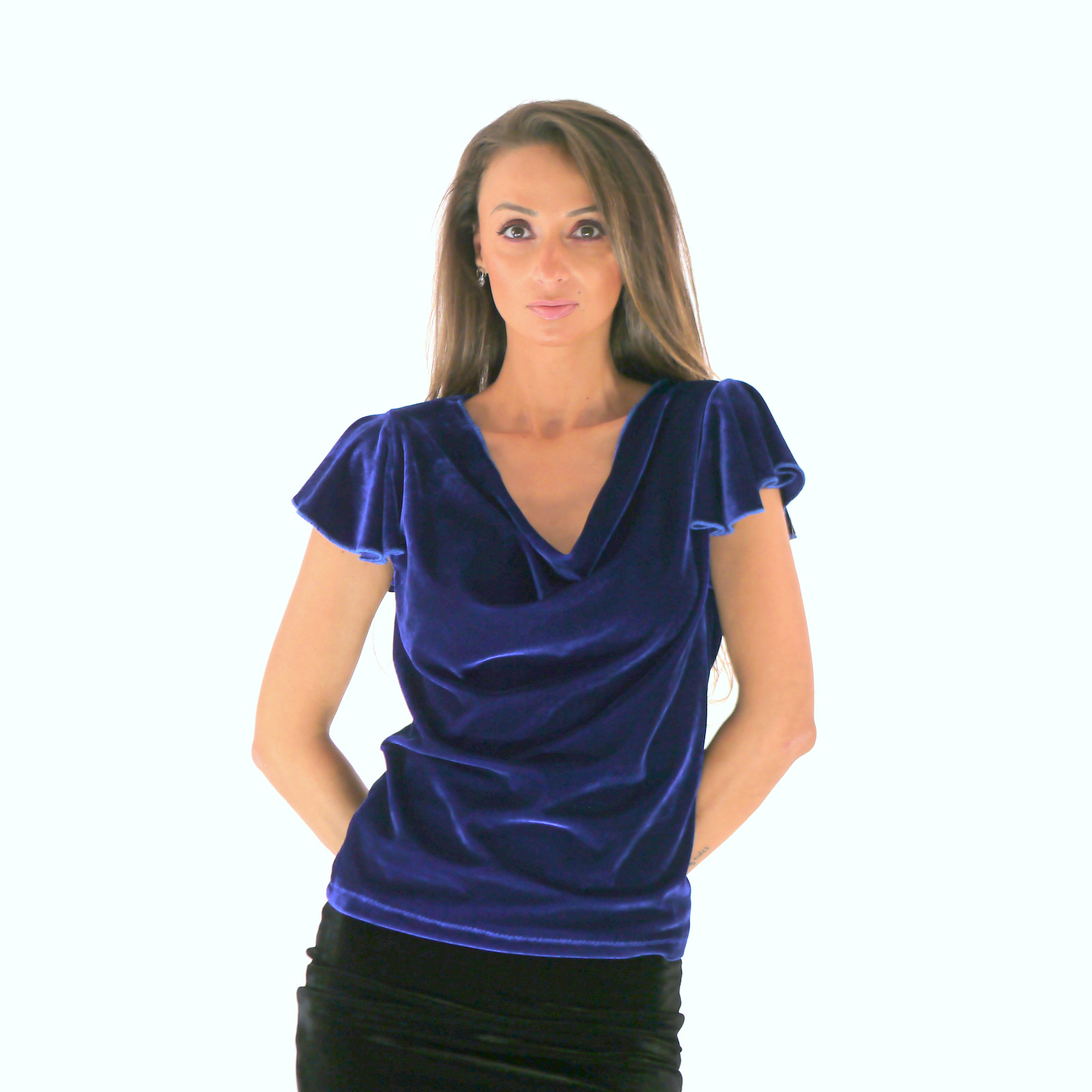 Samt Oberteil in Königsblau