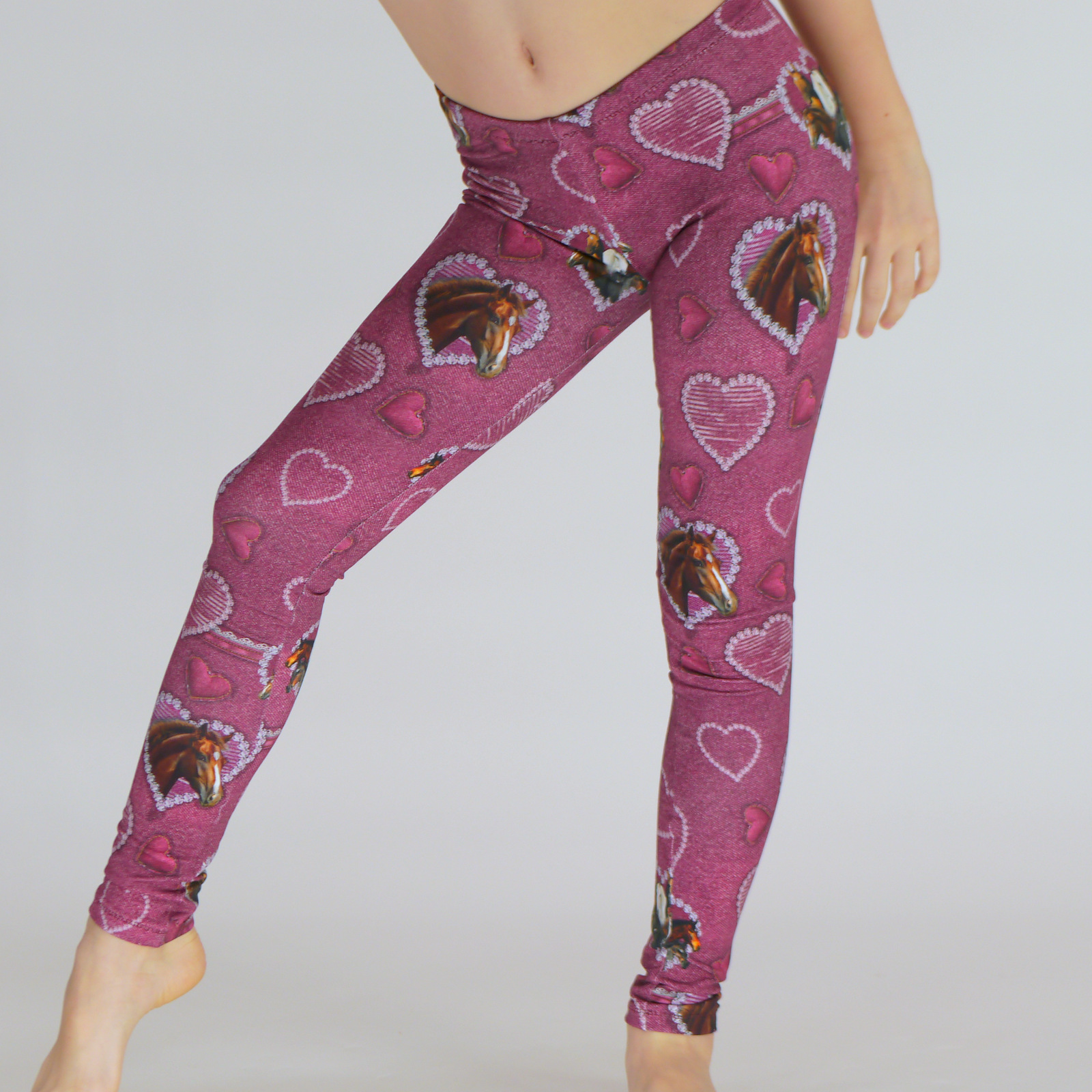 Leggings für Mädchen mit Pferde und Herzchen