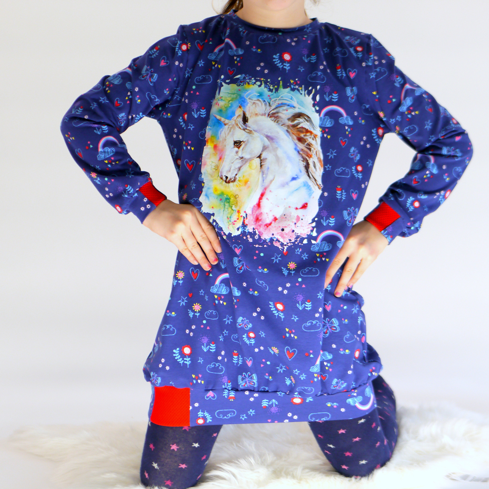 Mädchen Kleid mit Einhorn