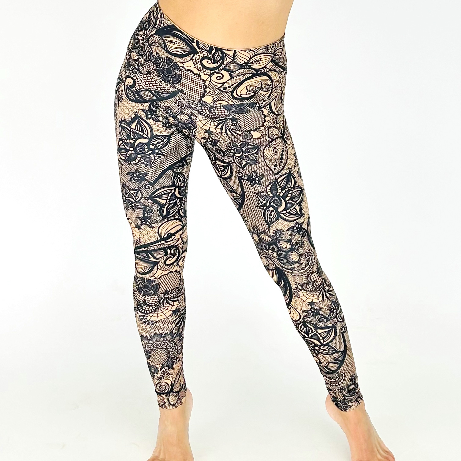 LEGGINGS für Sport und Tanz mit Druckmotiv Spitze