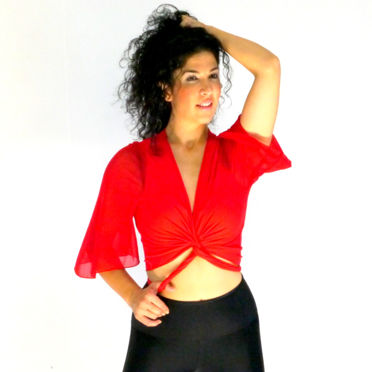 Wickeloberteil in rot / Bolero in rot aus Viskosejersey / Kurzes Oberteil in rot