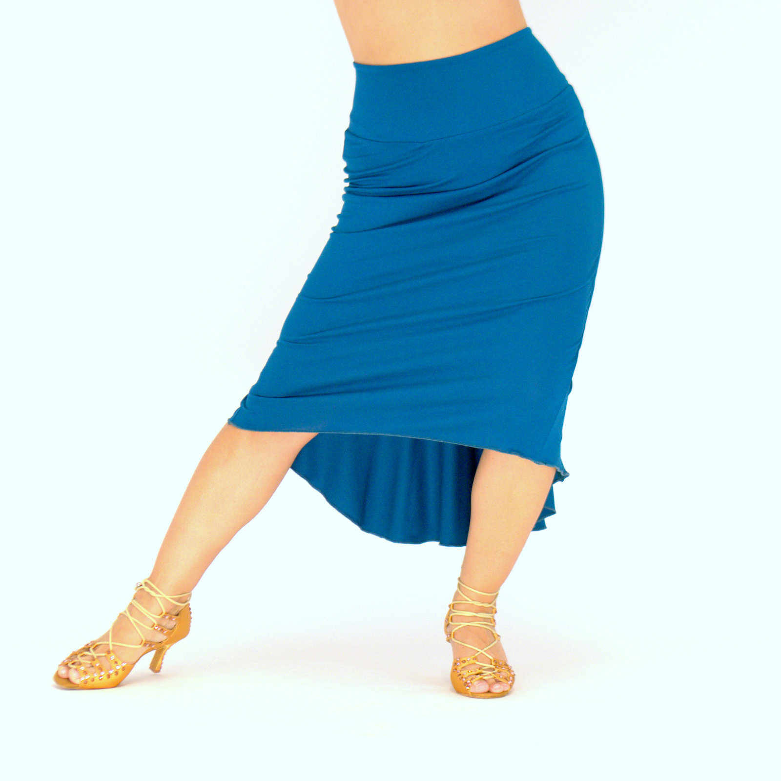 Tangorock aus Viskosejersey in der Farbe Petrol