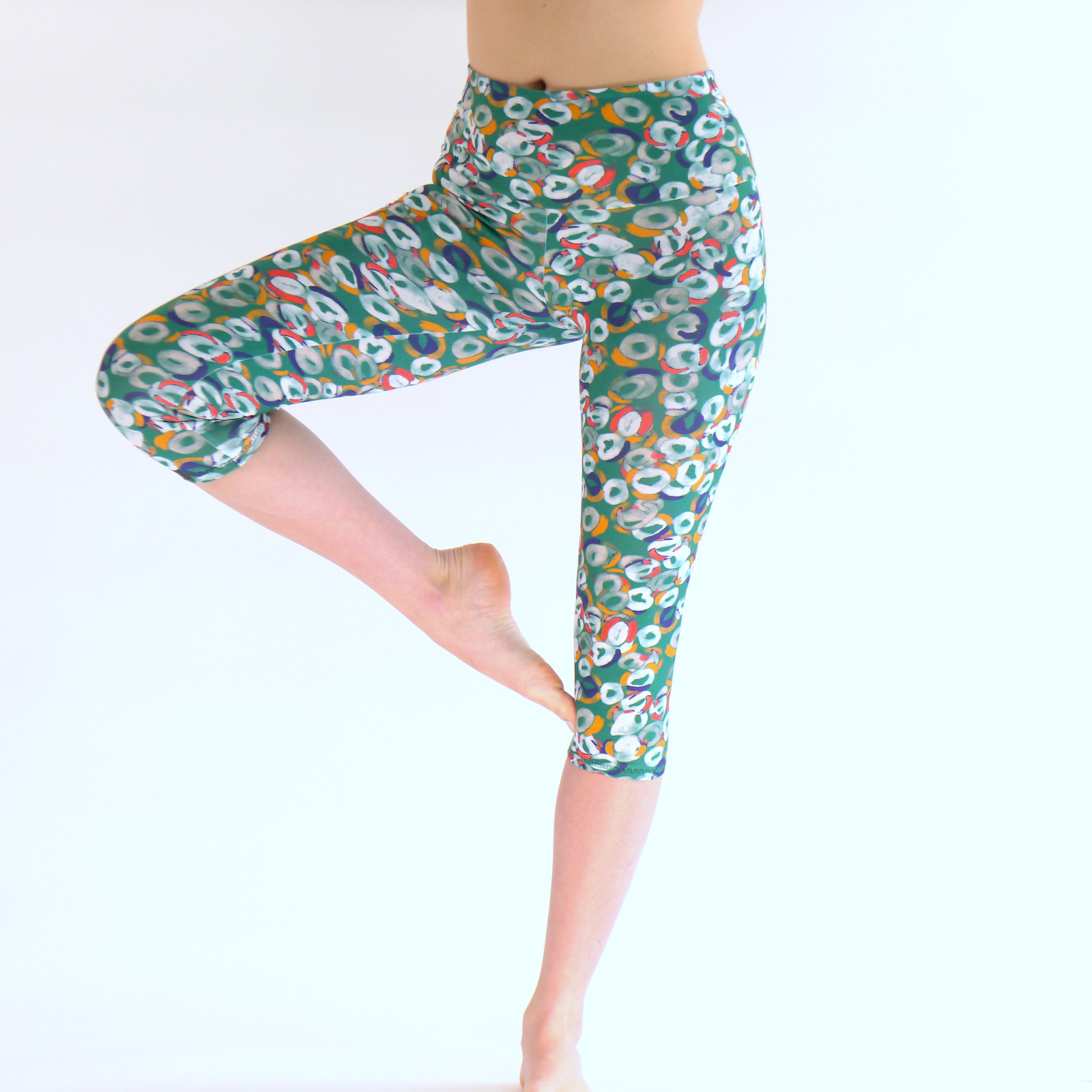 Grüne Capri Leggings aus Baumwolle/Yoga Hose Sport Hose