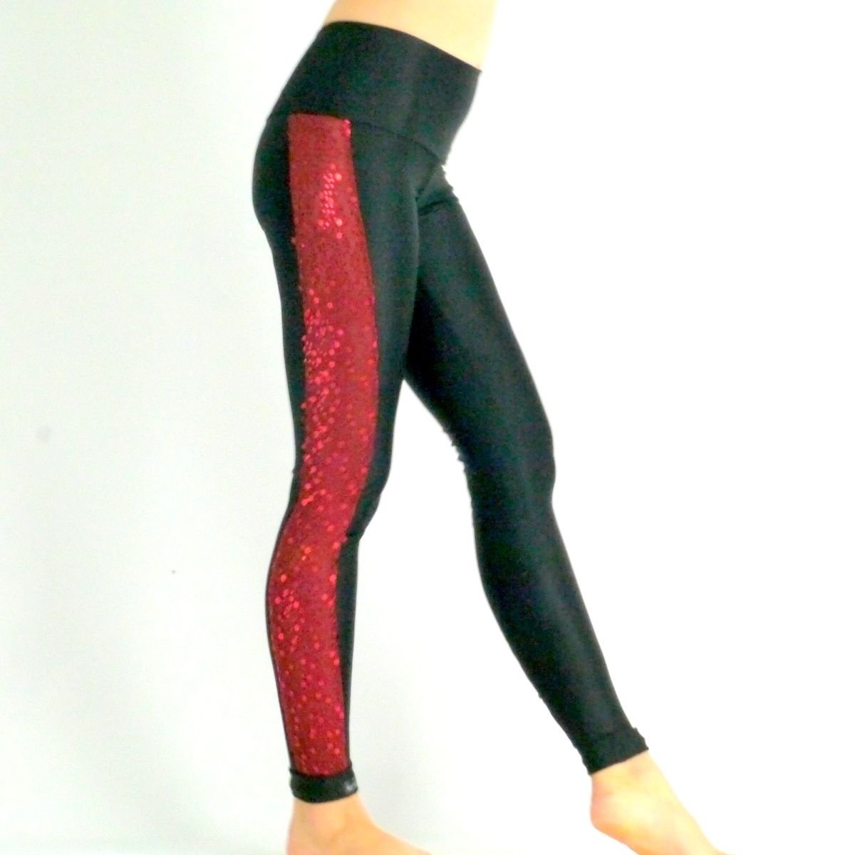 Schwarze Lycra Leggings mit Paillettenansatz – Dein Must-Have für Tanz und Sport