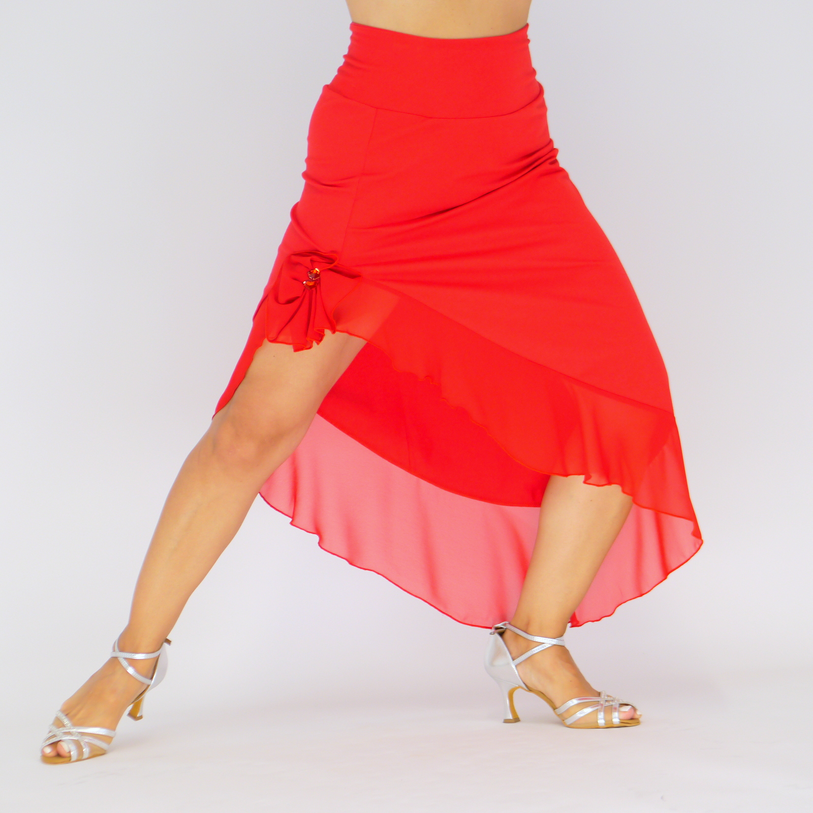 Eleganter asymmetrischer Damenrock aus Baumwolle und Elasthan – Perfekt für Salsa & Tango