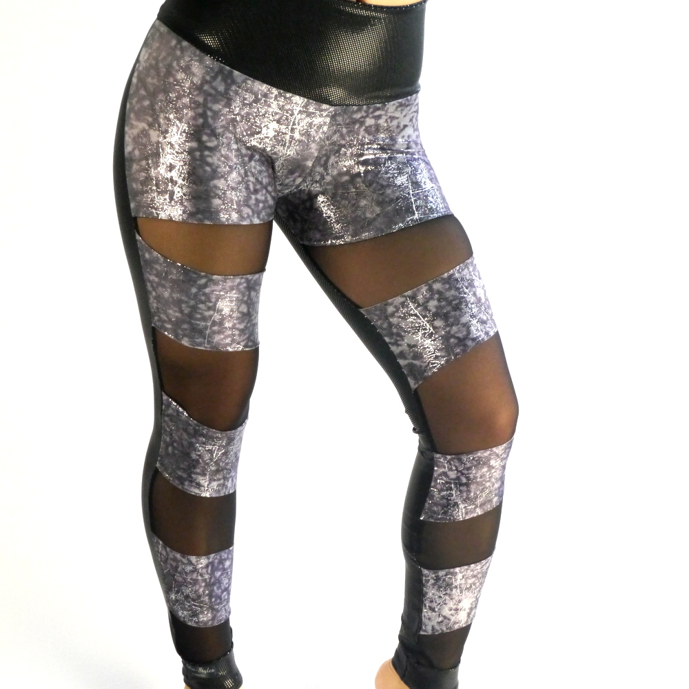 Leggings half silver black
