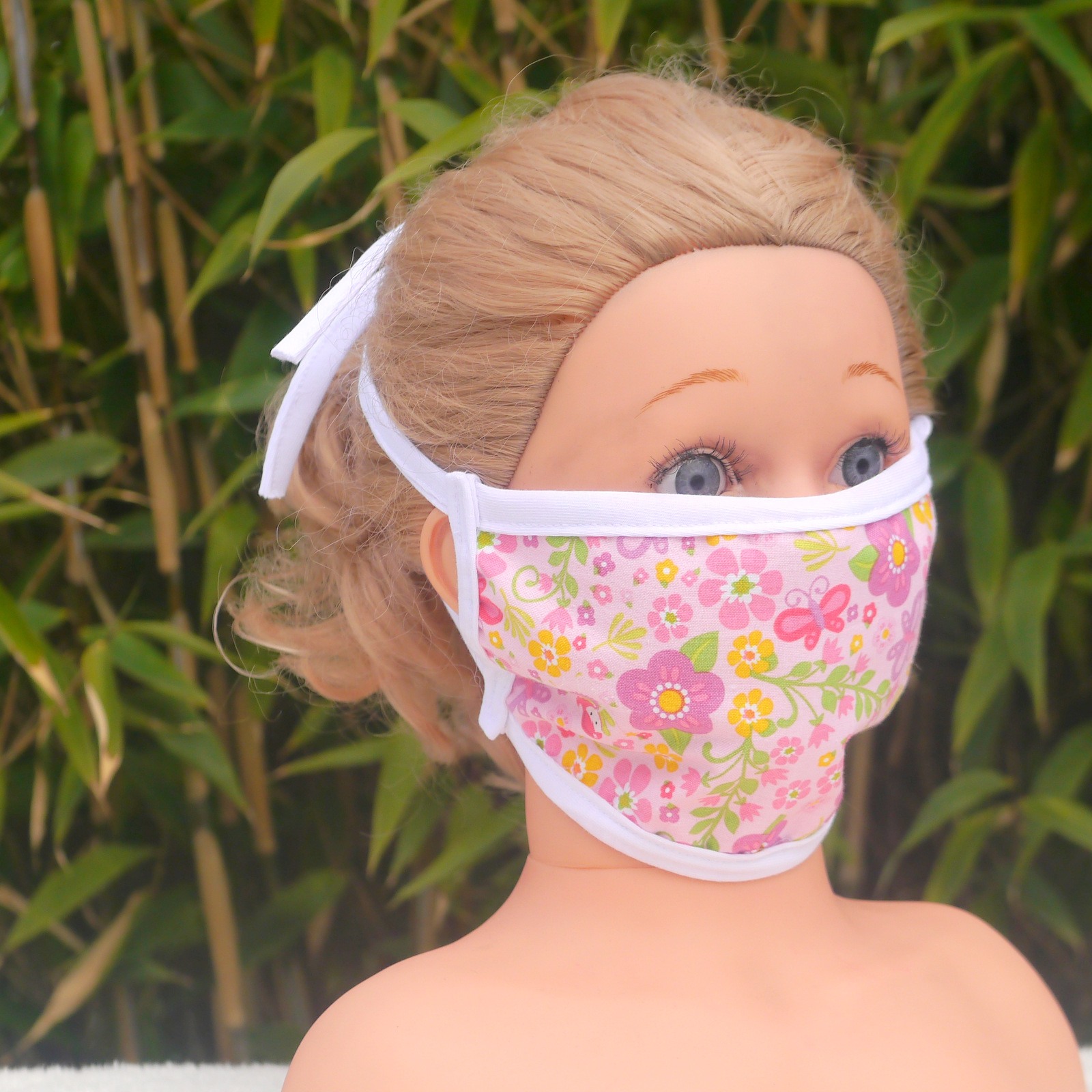 Wiederverwendbare Mund und Nasen Maske zum Binden aus Baumwolle