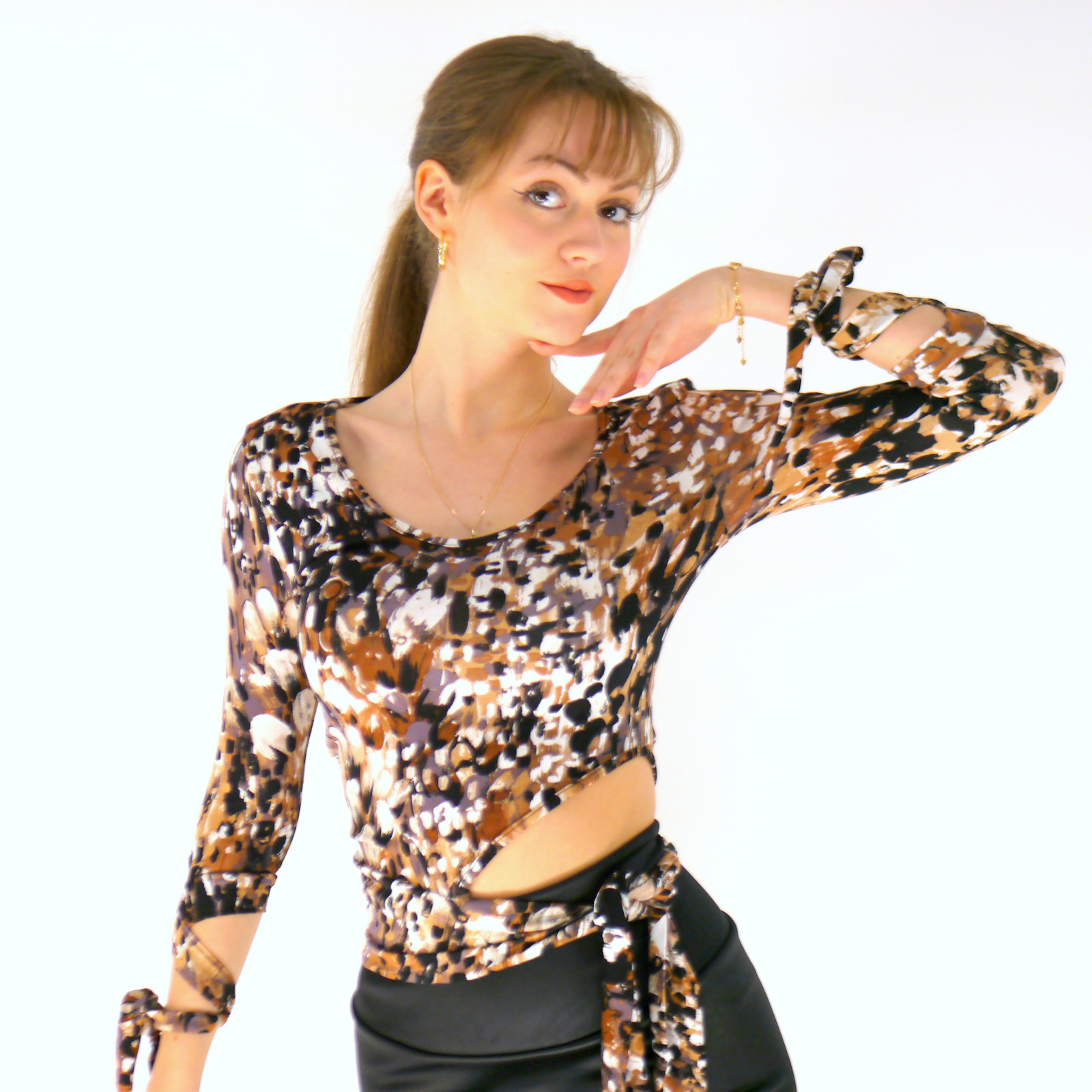 Braunes Oberteil Halb Bauchfrei mit Schnalle