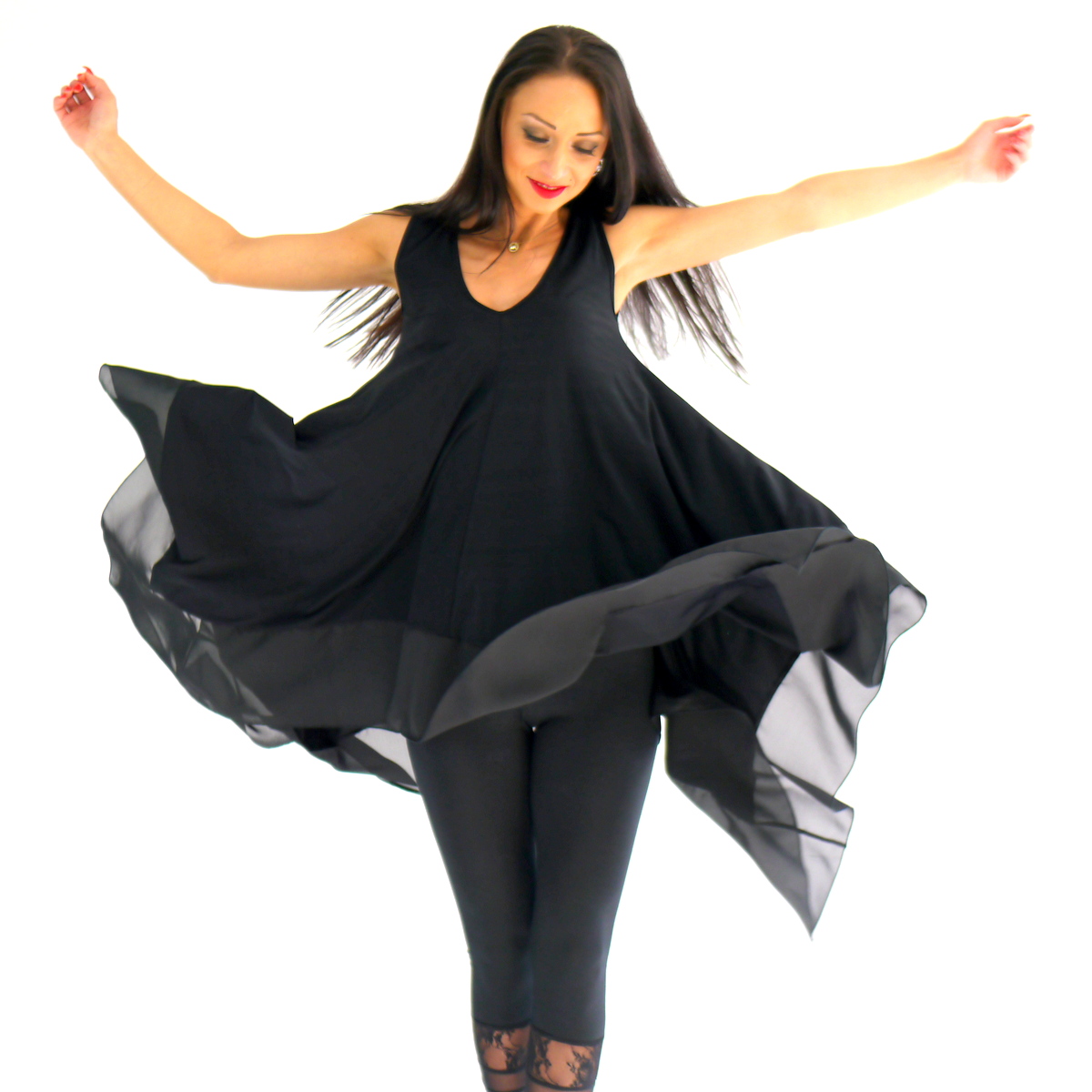 Schwarzes Kleid mit Mesch Einsatz #SALE #SALE #SALE